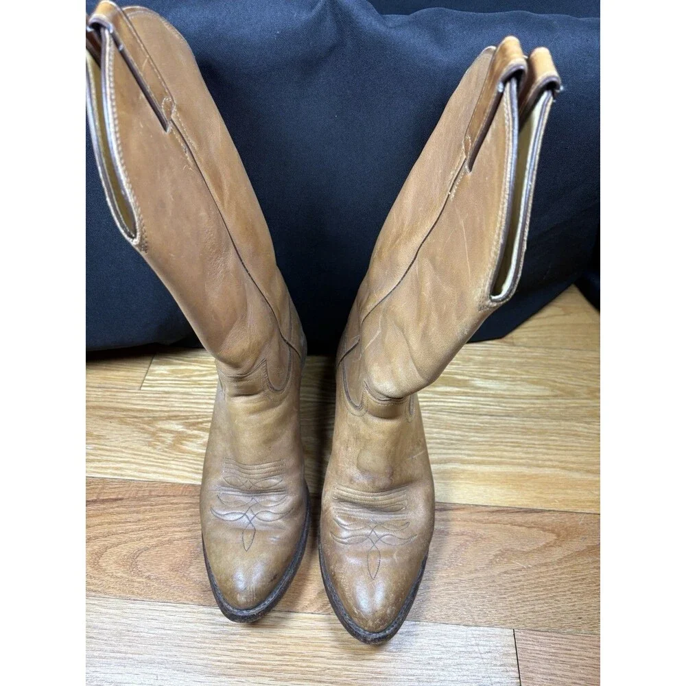 Justin USA Made Mens Size 7.5 D Traditional Leather Western Cowboy Boots 1106